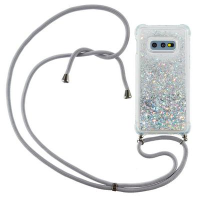 Quicksand Air Cushion Shockproof Anti-Fingerprint Soft TPU with Lanyard Neck Strap Rope and Card Slot Back Cover Case for Samsung Galaxy S10e