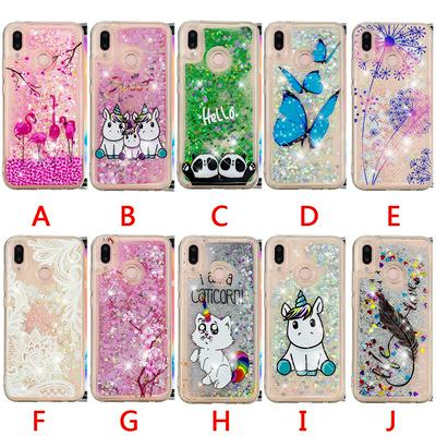 Colored Painting Cat Flamingo Butterfly Dandelion Bling Quicksand Glitter Powder Soft TPU Back Cover Case for Samsung Galaxy M20