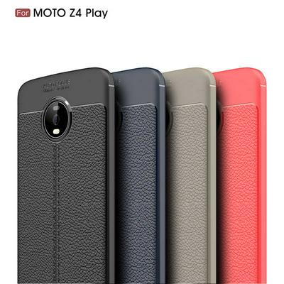 Litchi Pattern Anti-Scratch Shockproof Soft TPU Back Cover Case for Motorola Moto Z4 Play