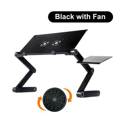 Two Fan Laptop Desks Portable Adjustable Foldable Laptop Notebook Folding Desk Table Vented Stand Bed Tray
