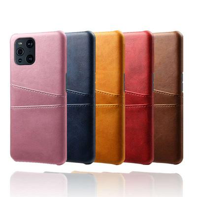 For Oppo Find X3 Pro Extra Thinness Premium Cowhide Leather Double Card Holster Hard PC Back Cover Case