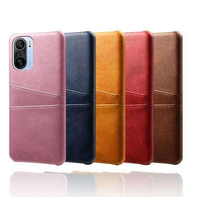 For Xiaomi Mi 11i 5G Extra Thinness Premium Cowhide Leather Double Card Holster Hard PC Back Cover Case