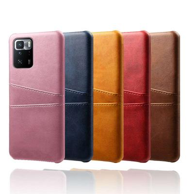 For Xiaomi Redmi Note 10 Pro 5G Extra Thinness Premium Cowhide Leather Double Card Holster Hard PC Back Cover Case