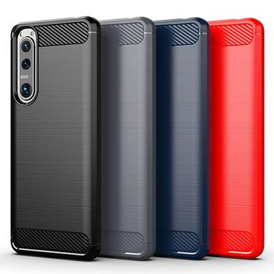 For Sony Xperia 5 Ⅲ Carbon Fiber Drawing Series Scratch Resistant Shock Absorption Soft TPU Back Cover Case