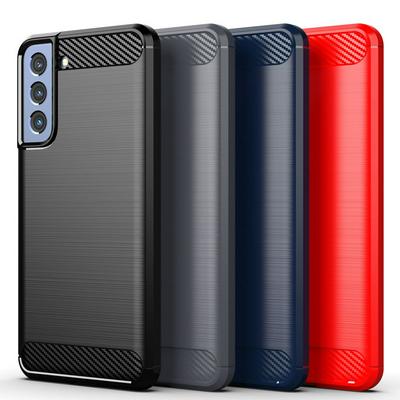 For Samsung Galaxy S21 FE Carbon Fiber Drawing Series Scratch Resistant Shock Absorption Soft TPU Back Cover Case