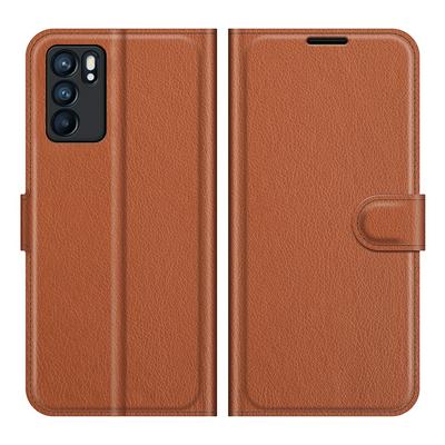 For Oppo Reno6 5G Solid Color Folio Flip Leather Case with Stand and Card Slots Function