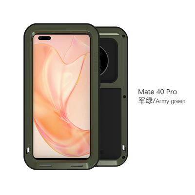 Love Mei Silicone + Metal + Tempered Glass Support Wireless Charging Case for Huawei Mate 40 Pro/Mate 40 Pro+