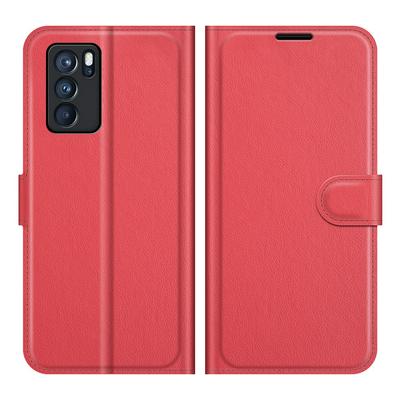 For Oppo Reno6 Pro 5G Solid Color Folio Flip Leather Case with Stand and Card Slots Function
