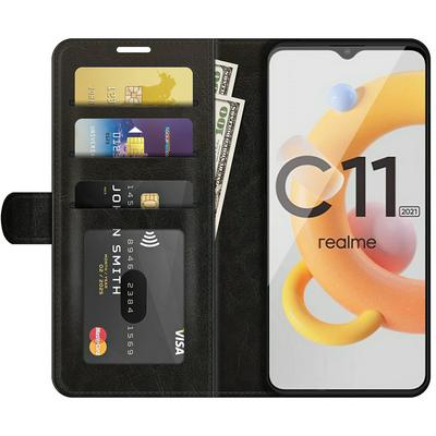 For Oppo Realme C11 (2021) R64 Pattern Single Folded Edge Folio Flip Leather Wallet Phone Case