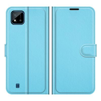 For Oppo Realme C11 (2021) Solid Color Folio Flip Leather Case with Stand and Card Slots Function