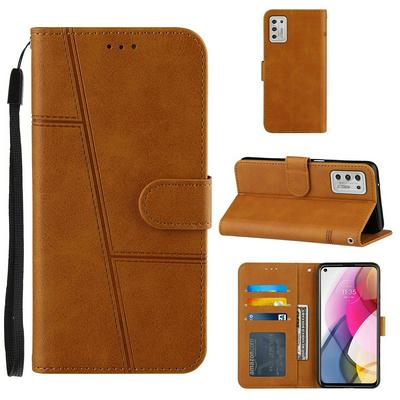 For Motorola Moto G Stylus(2021) Stitching Calfskin Flip Leather Case with Stand and Card Slots Function