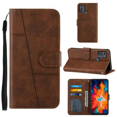 For Motorola Moto G50 Stitching Calfskin Flip Leather Case with Stand and Card Slots Function