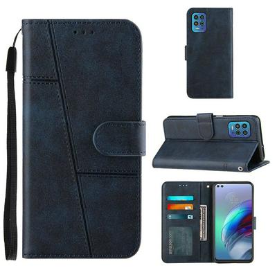 For Motorola Moto G100/Motorola Edge S Stitching Calfskin Flip Leather Case with Stand and Card Slots Function