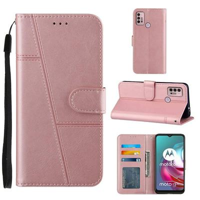For Motorola Moto G30/G10/G10 Power Stitching Calfskin Flip Leather Case with Stand and Card Slots Function