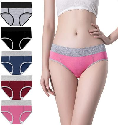 5pcs Women's Breathable Cotton Panties Seamless Hip-lifting Briefs