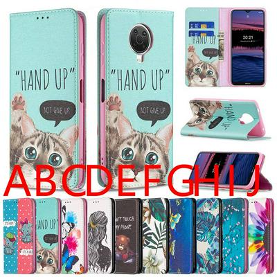 For Nokia G10/G20 Painted Magnetic Closure Folio Flip Leather Case with Card Slots and Stand Function