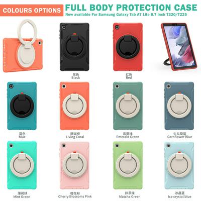 For Samsung Galaxy Tab A7 Lite 8.7 2021 T220/T225/T225N/T225C 360° Rotation Ring Bracket Anti-drop PC+TPU Tablet Cover