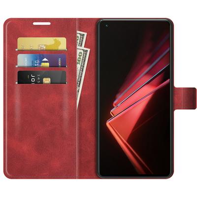 For Oppo K9 Square Buckle Folio Flip Leather Case with Stand and Card Slots Function