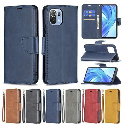 For Xiaomi Mi 11 Lite Solid Color Sheep Pattern Scratch Resistant Wallet Leather Case with Card Slots&Stand Function