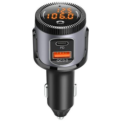 BC72 Bluetooth 5.0 FM Transmitter for Car USB C PD 18W Charger BT FM Radio Adapter Support Dual Display Digital Tube