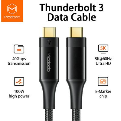 Mcdodo CA-8760 Thunderbolt 3 100W USB Type c to Type c 4K/5K@60Hz 40Gbps Data cable USB C PD 5A Fast Charging For Macbook Projector HDTV