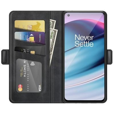For OnePlus Nord CE 5G Double Buckle Wallet Style Folio Flip Leather Case with Stand and Card Slots Function