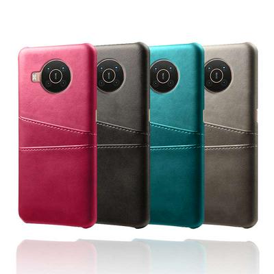 For Nokia X10/X20 Extra Thinness Premium Cowhide Leather Double Card Holster Hard PC Back Cover Case