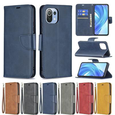 For Xiaomi Mi 11 Lite Solid Color Sheep Pattern Scratch Resistant Wallet Leather Case with Card Slots&Stand Function
