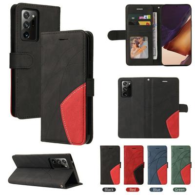 For Samsung Galaxy Note20 Ultra Double-color Stitching Scratch Resistant Wallet Leather Case 