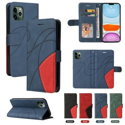 For iPhone 11 Pro(5.8) Double-color Stitching Scratch Resistant Wallet Leather Case 