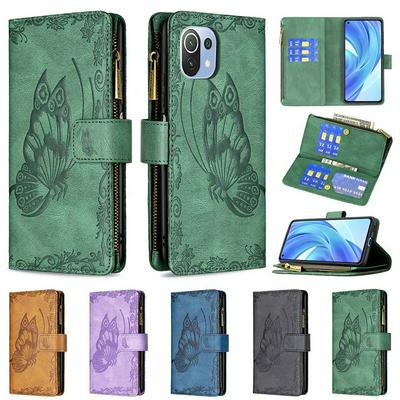 For Xiaomi Mi 11 Lite Embossed Flying Butterflies Scratch Resistant Wallet Leather Case