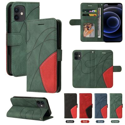 For iPhone 12 mini(5.4) Double-color Stitching Scratch Resistant Wallet Leather Case 