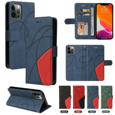 For iPhone 12 Pro Max(6.7) Double-color Stitching Scratch Resistant Wallet Leather Case 