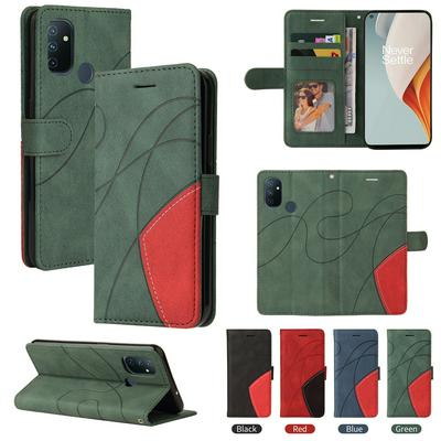 For OnePlus Nord N100(5G) Double-color Stitching Scratch Resistant Wallet Leather Case 