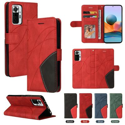 For Xiaomi Redmi Note 10 Pro 4G Double-color Stitching Scratch Resistant Wallet Leather Case 
