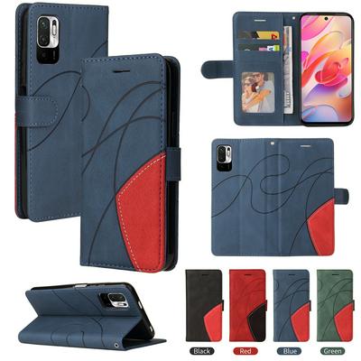 For Xiaomi Redmi Note 10 5G Double-color Stitching Scratch Resistant Wallet Leather Case 