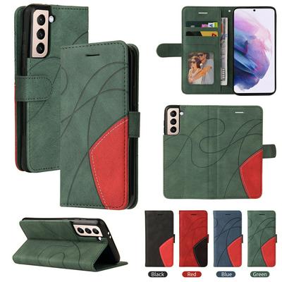 For Samsung Galaxy S21 5G Double-color Stitching Scratch Resistant Wallet Leather Case 