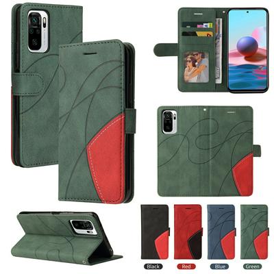 For Xiaomi Redmi Note 10 4G Double-color Stitching Scratch Resistant Wallet Leather Case 