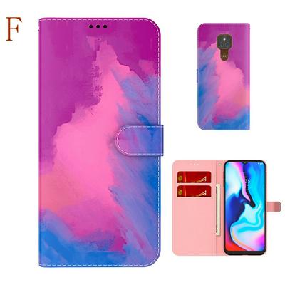 For Motorola Moto E7 Plus/Motorola Moto G9 Play Watercolor Pattern Scratch Resistant Wallet Leather Case with Card Slots