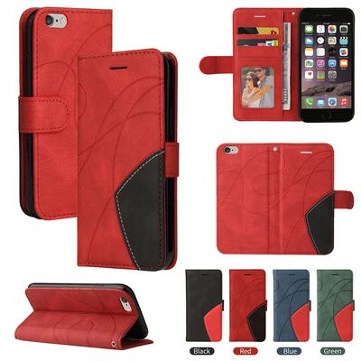 For iPhone 6/6S Double-color Stitching Scratch Resistant Wallet Leather Case 