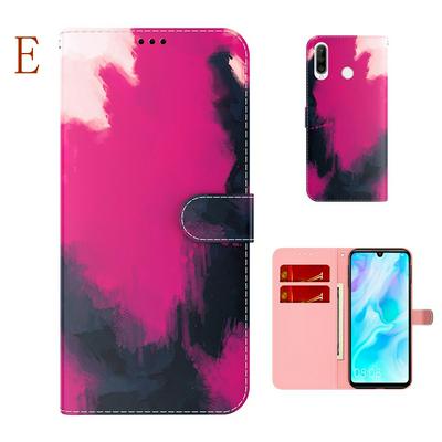 For Huawei P30 Lite/Huawei nova 4e Watercolor Pattern Scratch Resistant Wallet Leather Case with Card Slots