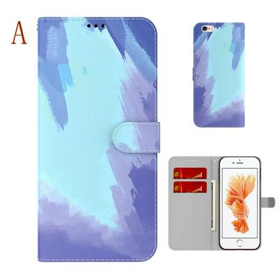 For iPhone 6 Plus Watercolor Pattern Scratch Resistant Wallet Leather Case with Card Slots