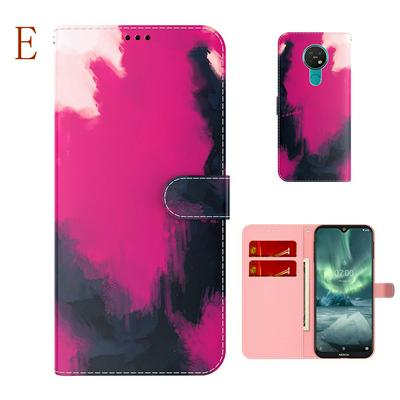 For Nokia 6.2/7.2 Watercolor Pattern Scratch Resistant Wallet Leather Case with Card Slots