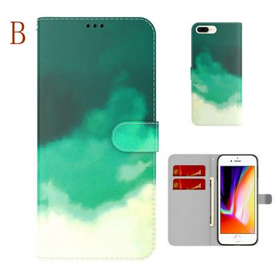 For iPhone 7 Plus / 8 Plus Watercolor Pattern Scratch Resistant Wallet Leather Case with Card Slots