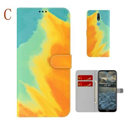 For Nokia 2.4 Watercolor Pattern Scratch Resistant Wallet Leather Case with Card Slots