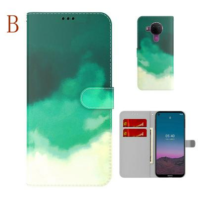 For Nokia 5.4 Watercolor Pattern Scratch Resistant Wallet Leather Case with Card Slots