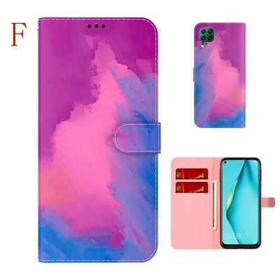 For Huawei P40 Lite Watercolor Pattern Scratch Resistant Wallet Leather Case with Card Slots