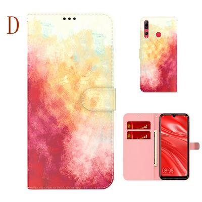 For Huawei Enjoy 9s Watercolor Pattern Scratch Resistant Wallet Leather Case with Card Slots