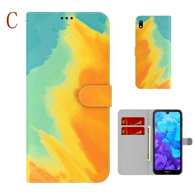 For Huawei Y5 (2019)/Honor 8S Watercolor Pattern Scratch Resistant Wallet Leather Case with Card Slots