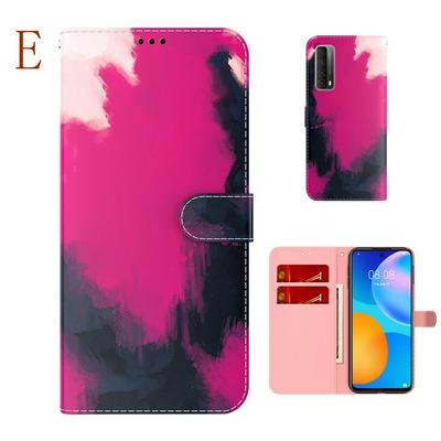 For Huawei P smart 2021 Watercolor Pattern Scratch Resistant Wallet Leather Case with Card Slots